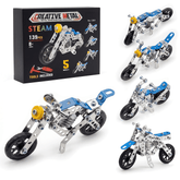 139PCS 5-in-1 DIY Metal Motorcycle Model Building Kit for Kids Ages 8-16, STEM Engineering Toy Set