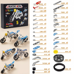 139PCS 5-in-1 DIY Metal Motorcycle Model Building Kit for Kids Ages 8-16, STEM Engineering Toy Set