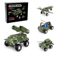 166PCS 4-in-1 Metal Construction Model Kit, Rebuildable STEM Mechanical Engineering Set for Kids Ages 8-16
