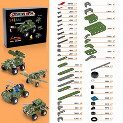 166PCS 4-in-1 Metal Construction Model Kit, Rebuildable STEM Mechanical Engineering Set for Kids Ages 8-16