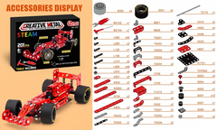 Red Metal Model Car Building Kit - 1:20 Scale Racing Car STEM Toy Erector Set