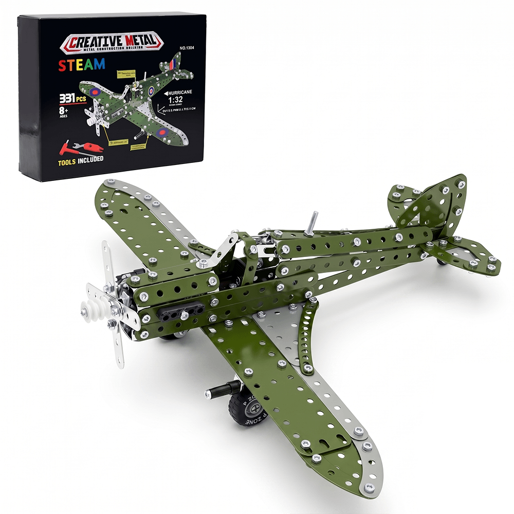 1:32 Scale Vintage Aircraft Metal Model Building Kit - 331 Pcs STEM Engineering Set